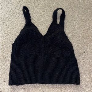 Black Fitted around rib cage Crop Top. Size: Small